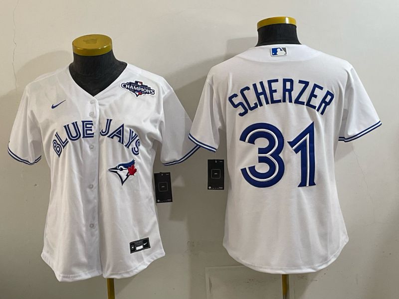 Women 2026 Nike Toronto Blue Jays #31 Scherzer White Game MLB Jersey 04